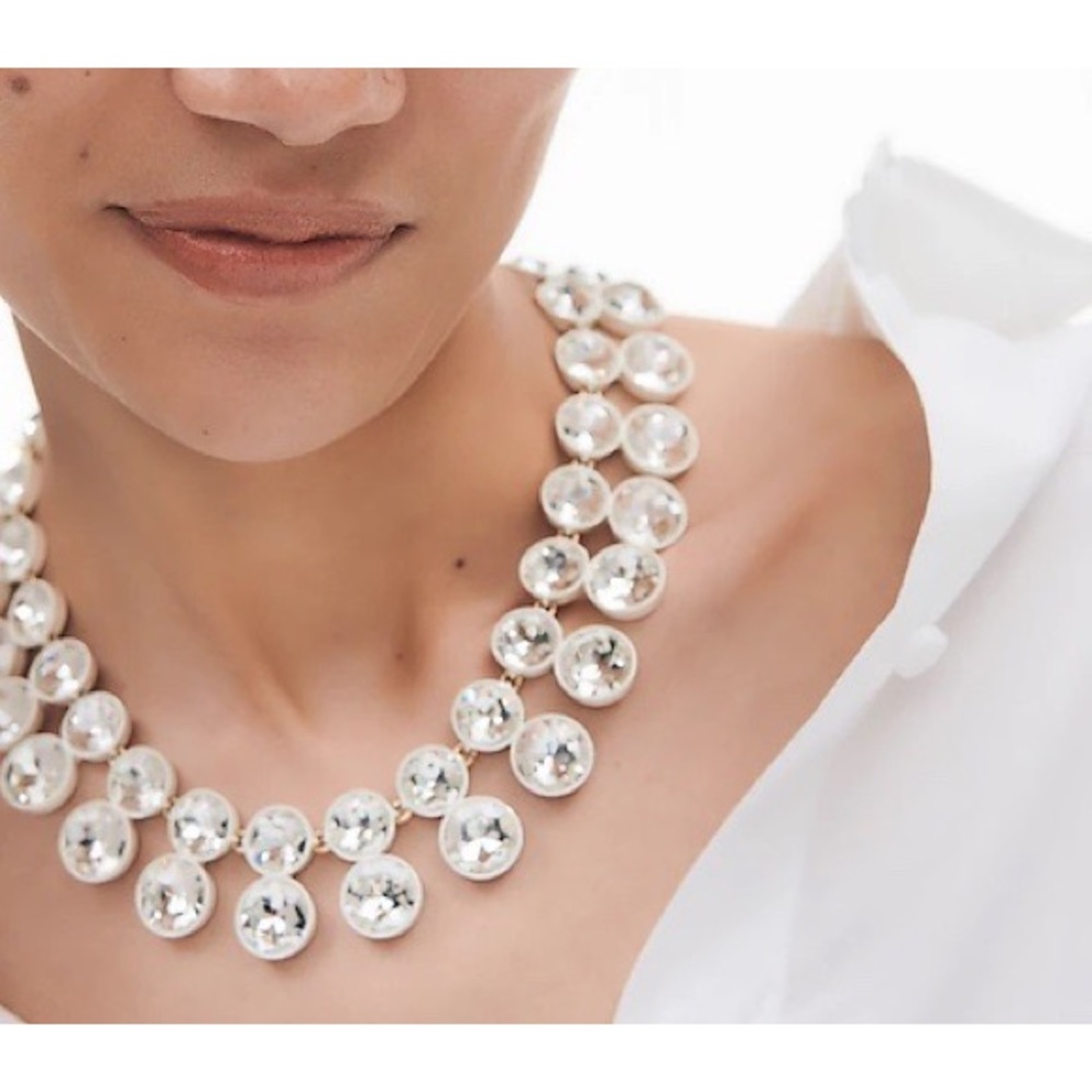 J CREW SPARKLE DOUBLE DROP NECKLACE CRYSTAL NWT